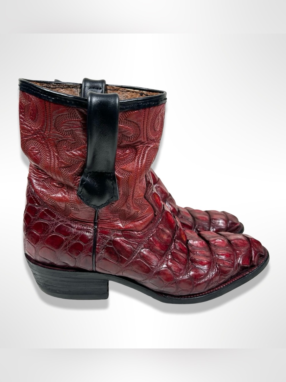 BOTAS RIOS vintage 90s giant hornback crocodile western ankle boots